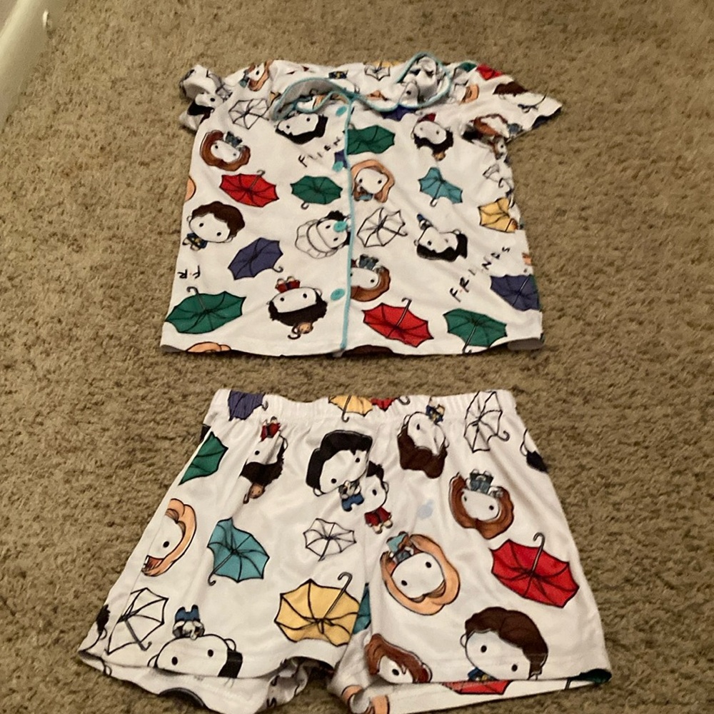 Friends Kids Cartoon Print Pajama Set - Multicolor